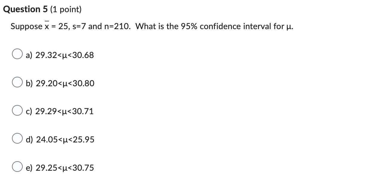 population variance 02. Find the 95% confidence interval for p. O a)