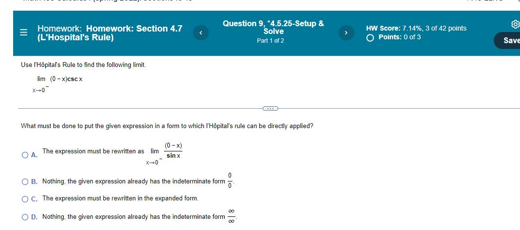 of 42 points (L'Hospital's Rule)