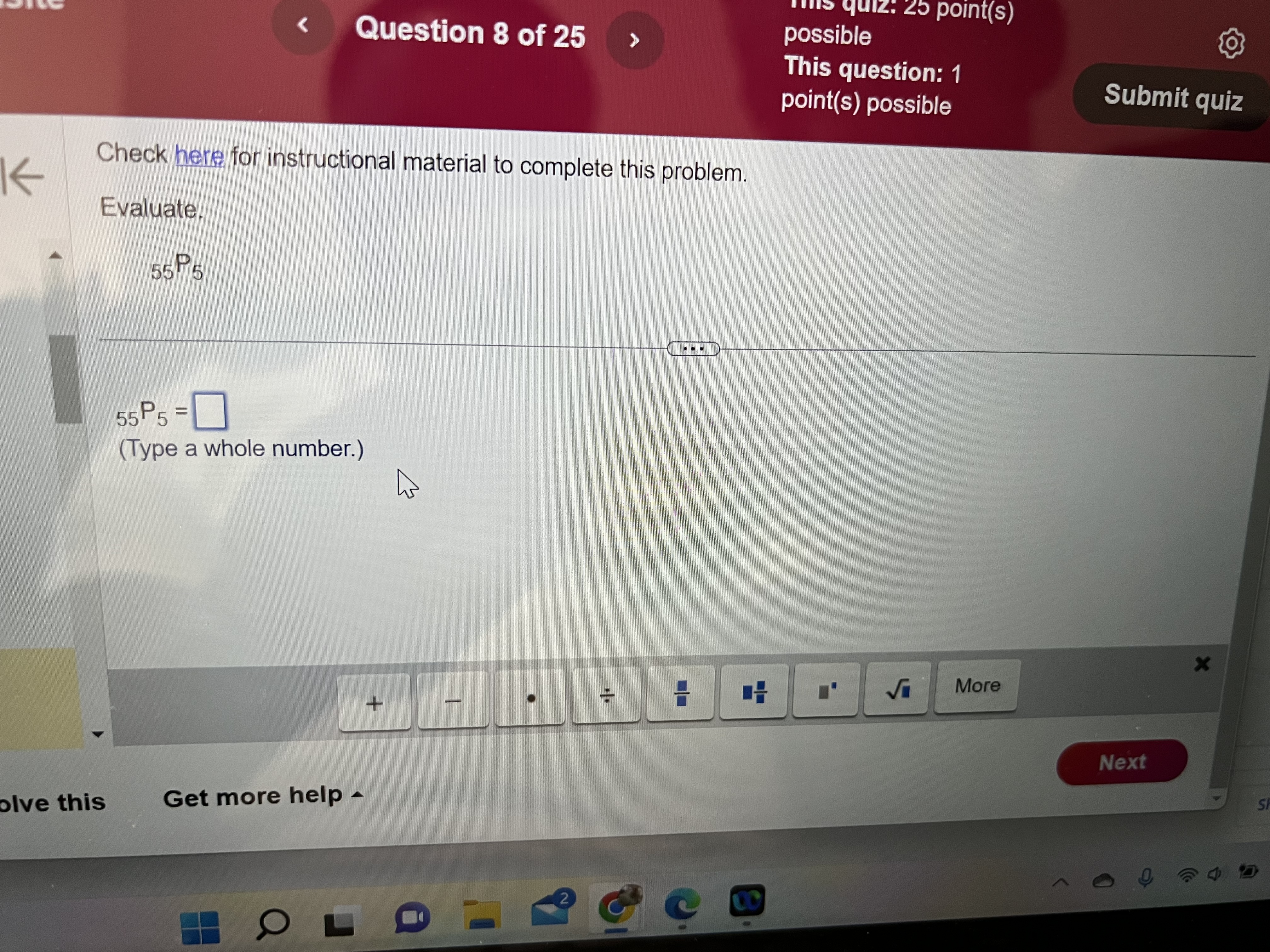 This question: 1 point(s) possible Check here for instructional material to complete