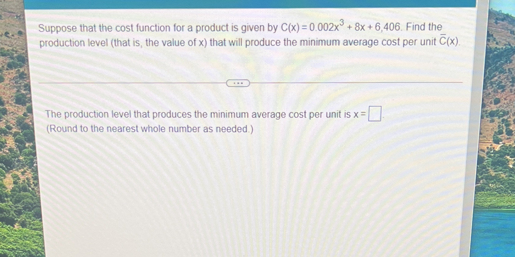 Suppose that the cost function for a product is given by