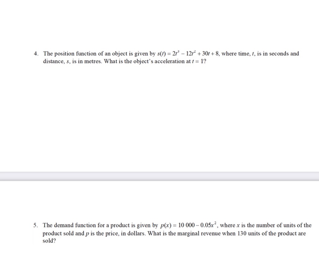  4. The position function of an object is given by 30)