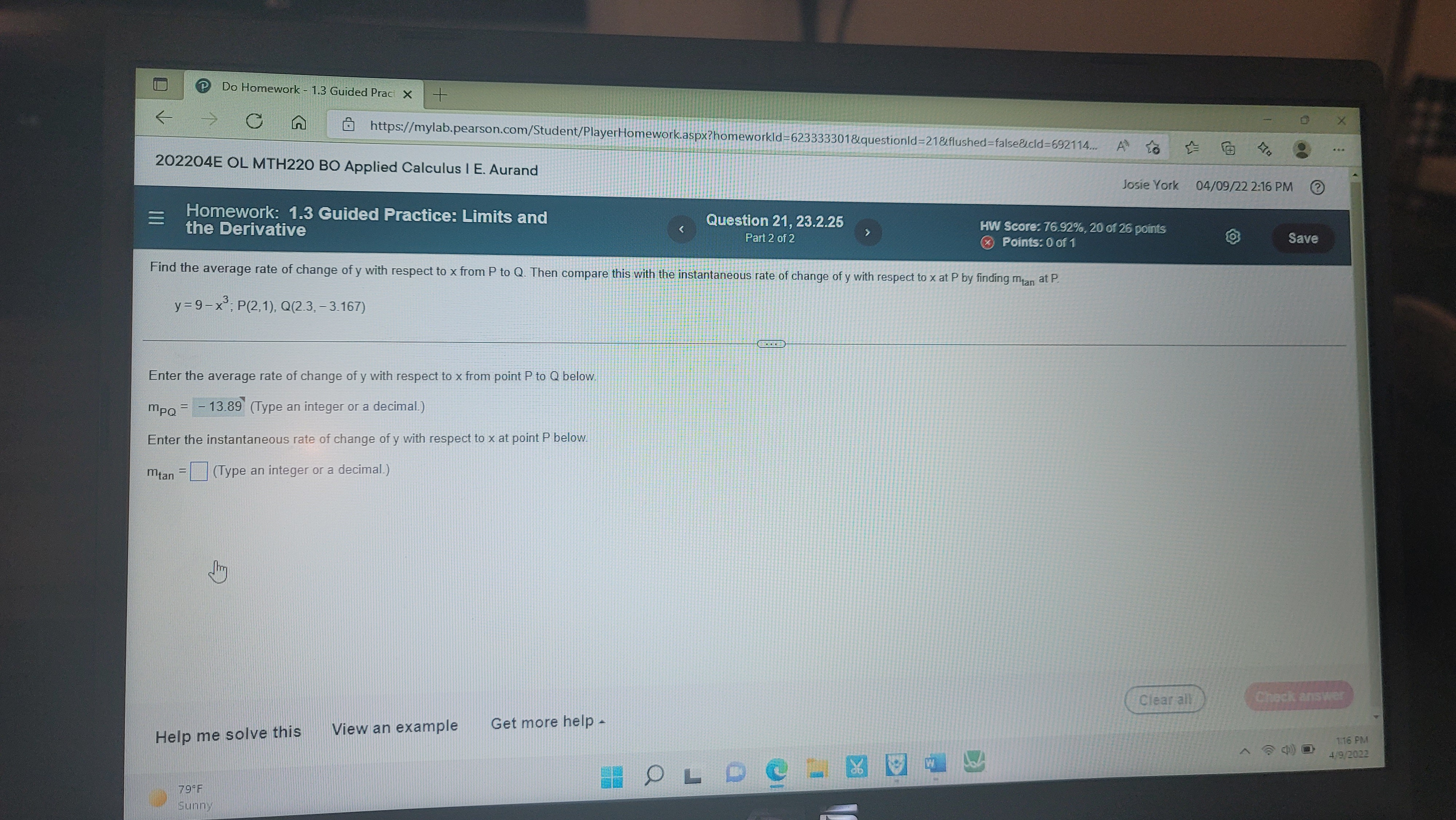 A to . .. 202204E OL MTH220 BO Applied Calculus | E.