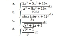 calculate the integral value below ! . calculate the integrals a. 2x3+