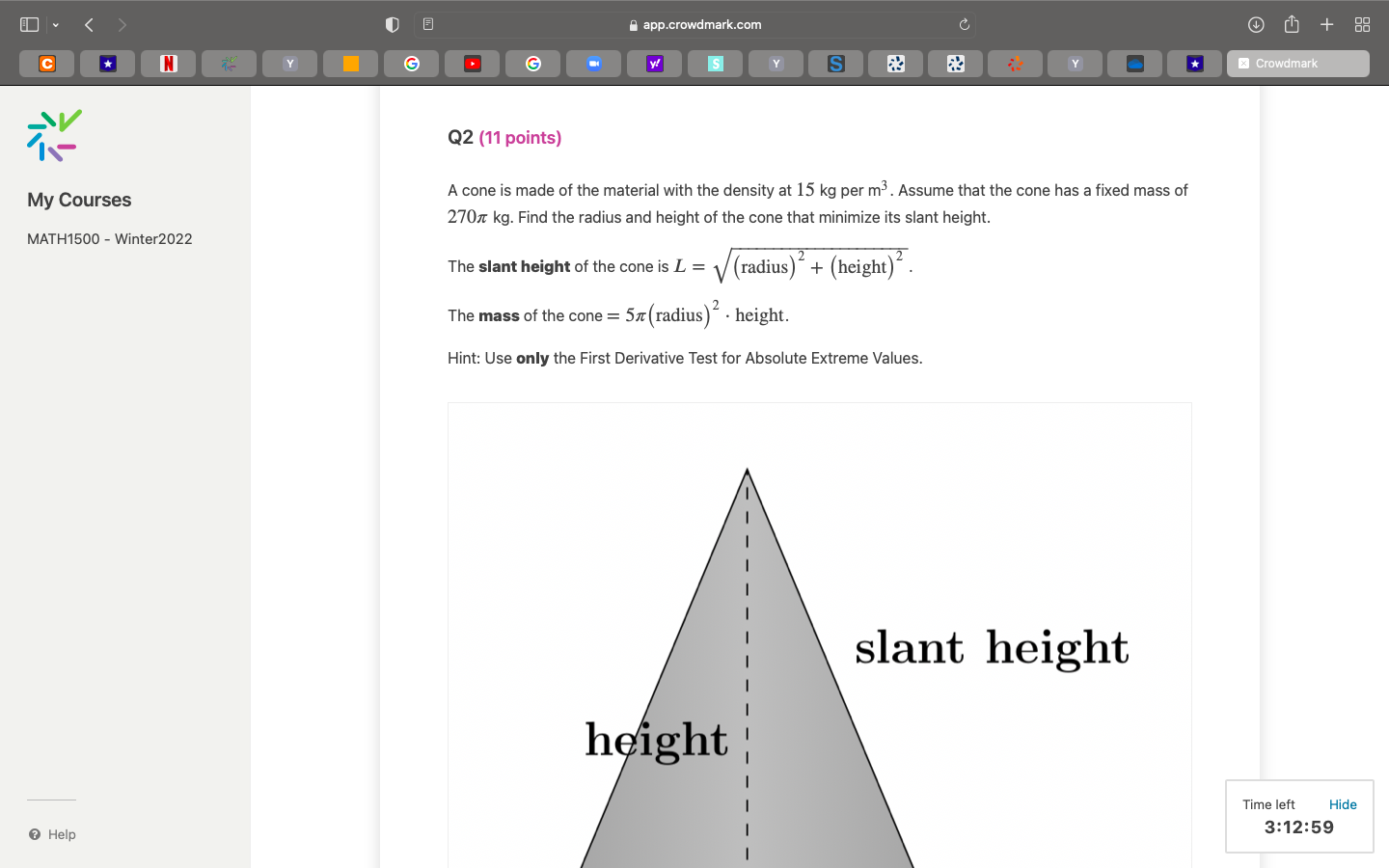 S Y S Y x Crowdmark Q2 (11 points) My Courses A