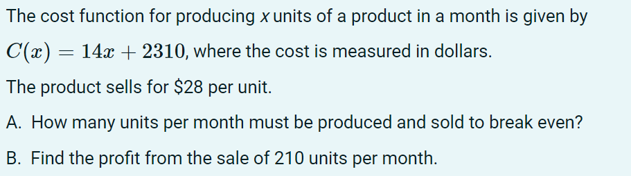given by C(53) : 0.0532 + 26.1: + 78, where the cost