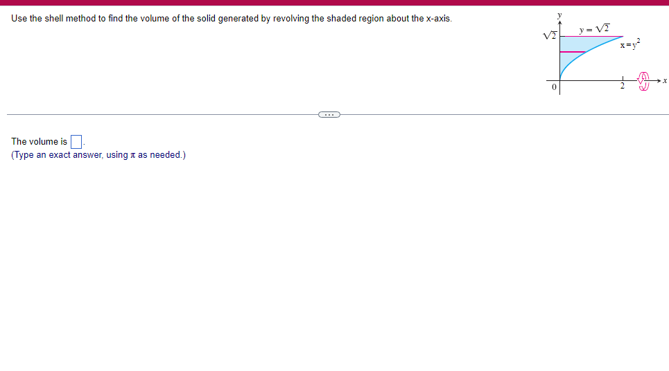 the solid is D cubic units. (Simplify your answer.) Find the volume