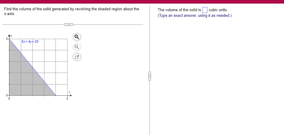 V= (Type an exact answer, using It as needed.)Find the volume of