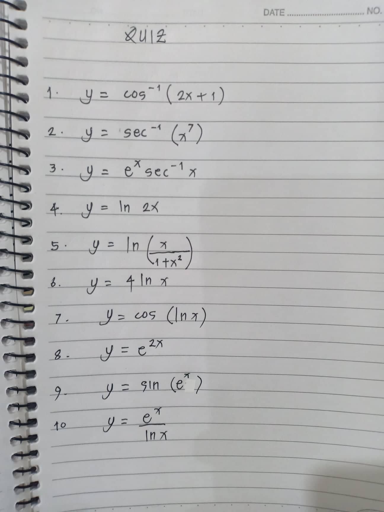 + 1 ) 2 . y = sec - ( x ?