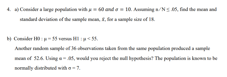 0' = 10. Assuming nx'N E .05, nd the mean and standard