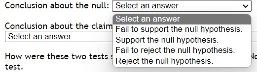 actresses is less than the median age of actors. H1: Select an
