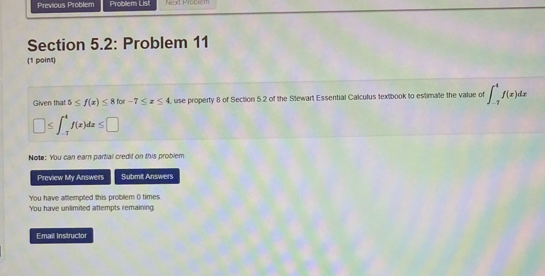 Need help with this problem please Previous Problem Problem List Next Problem