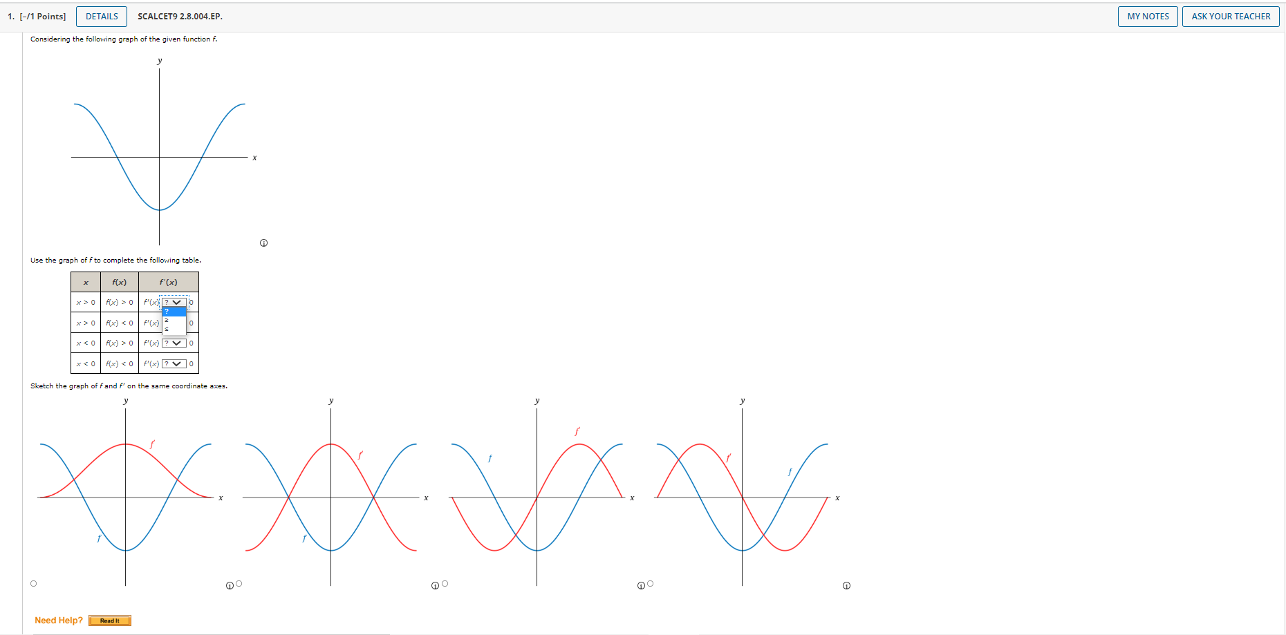complete the following table. X f(x) f' (x) x >0 F( x)