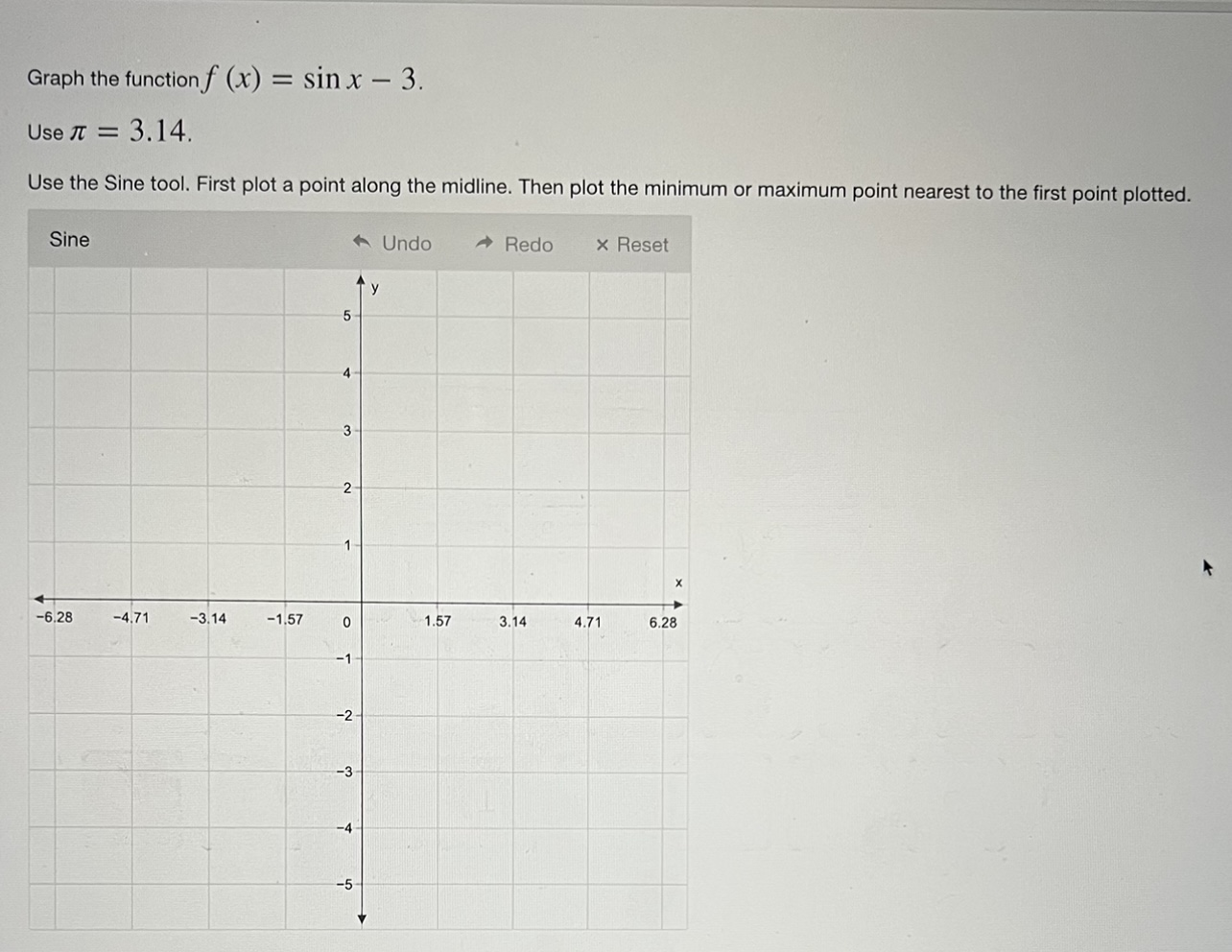  Graph the function f (x) = sin x - 3. Use