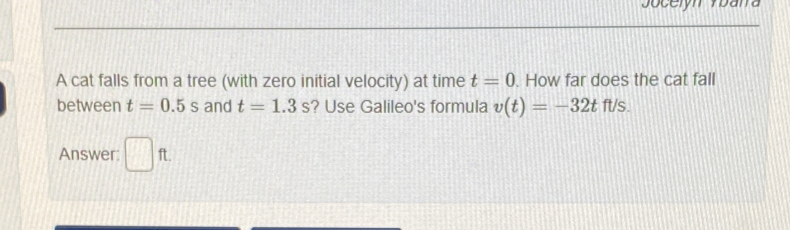 I need help on this question A cat falls from a tree
