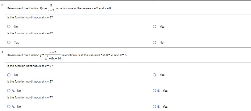 3. 5 Determine if the function f(x) = is continuous at