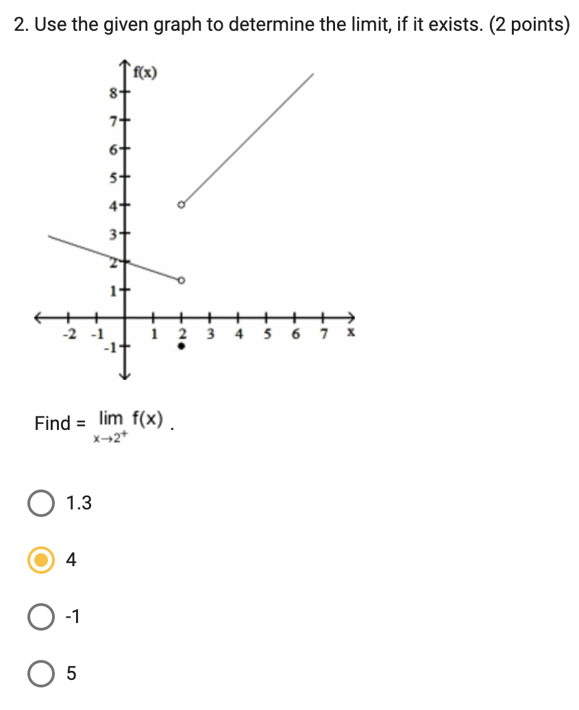 7 6 5 4 3 3. Use the given graph to determine