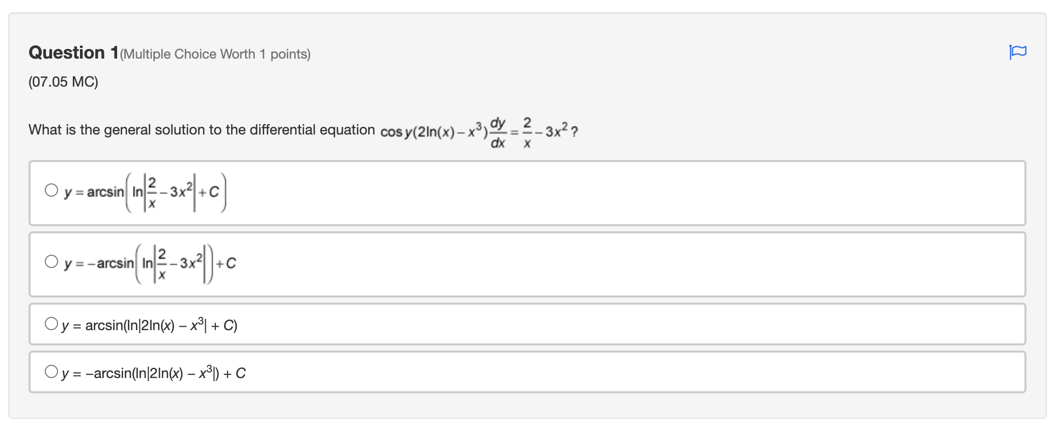  Question 1(Multiple Choice Worth 1 points) (07.05 MC) What is the