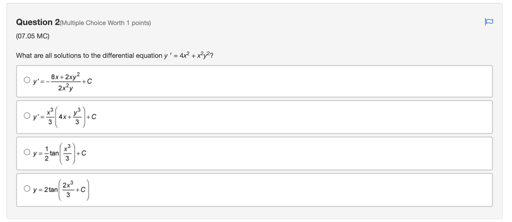 general solution to the differential equation cosy(2In(x) - x3) y = 2-3x2?