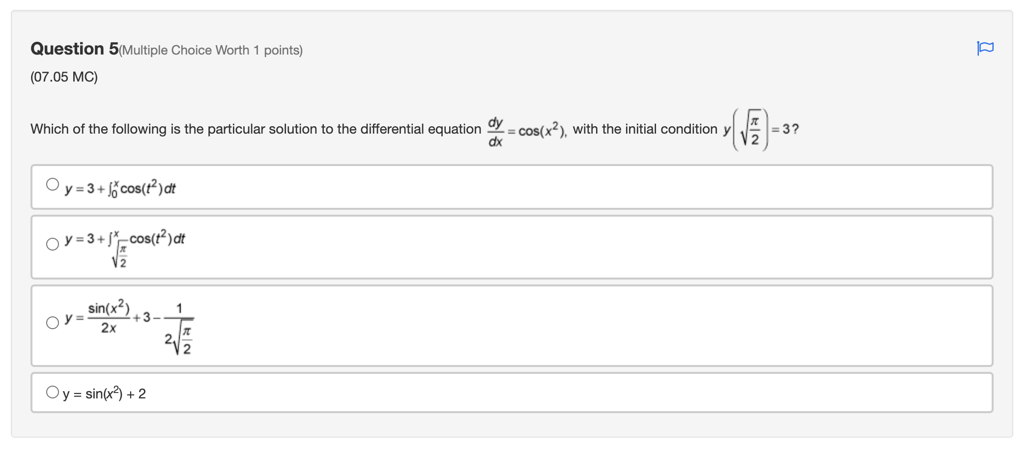 x3| + C) Oy = -arcsin(In|2In(x) - x31) + CQuestion 2(Multiple Choice