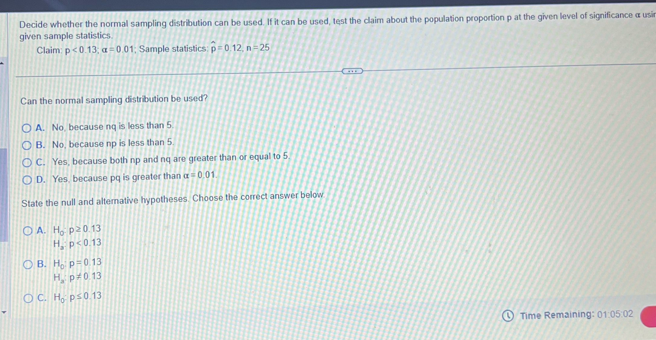 Decide whether the normal sampling distribution can be used. If it