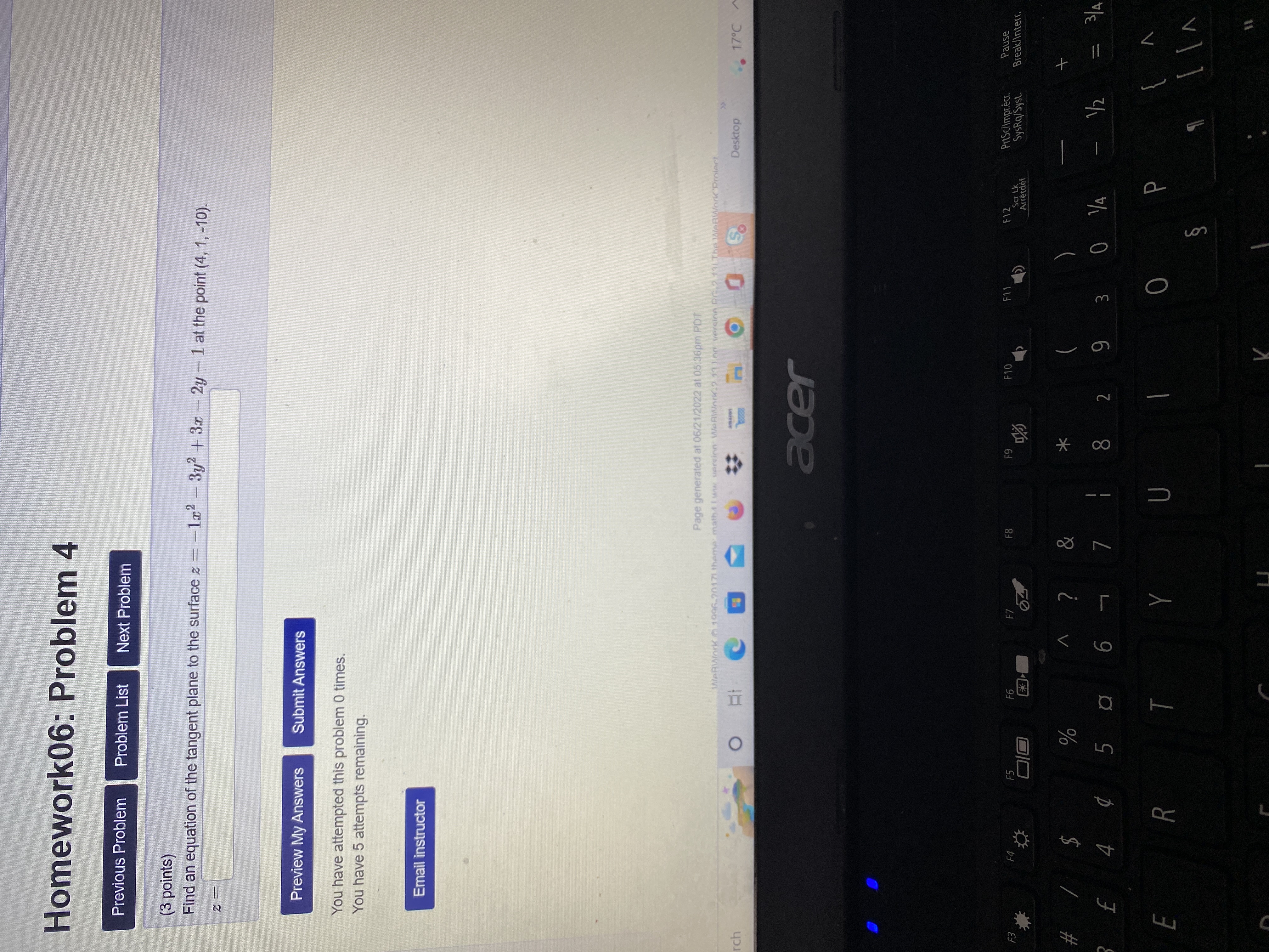 0 times. You have 5 attempts remaining. Email instructor Page generated at