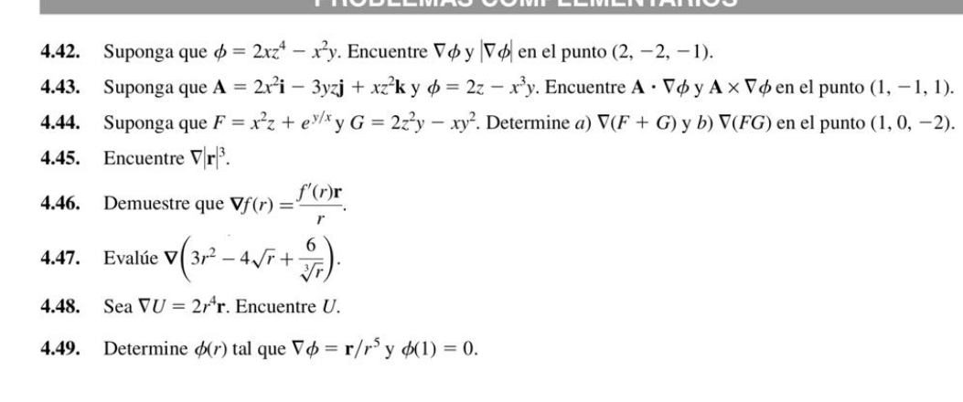 4.42. 4.43. 4.44. 4.45. 4.46. 4.47. 4.48. 4.49. Suponga que = 2rz4