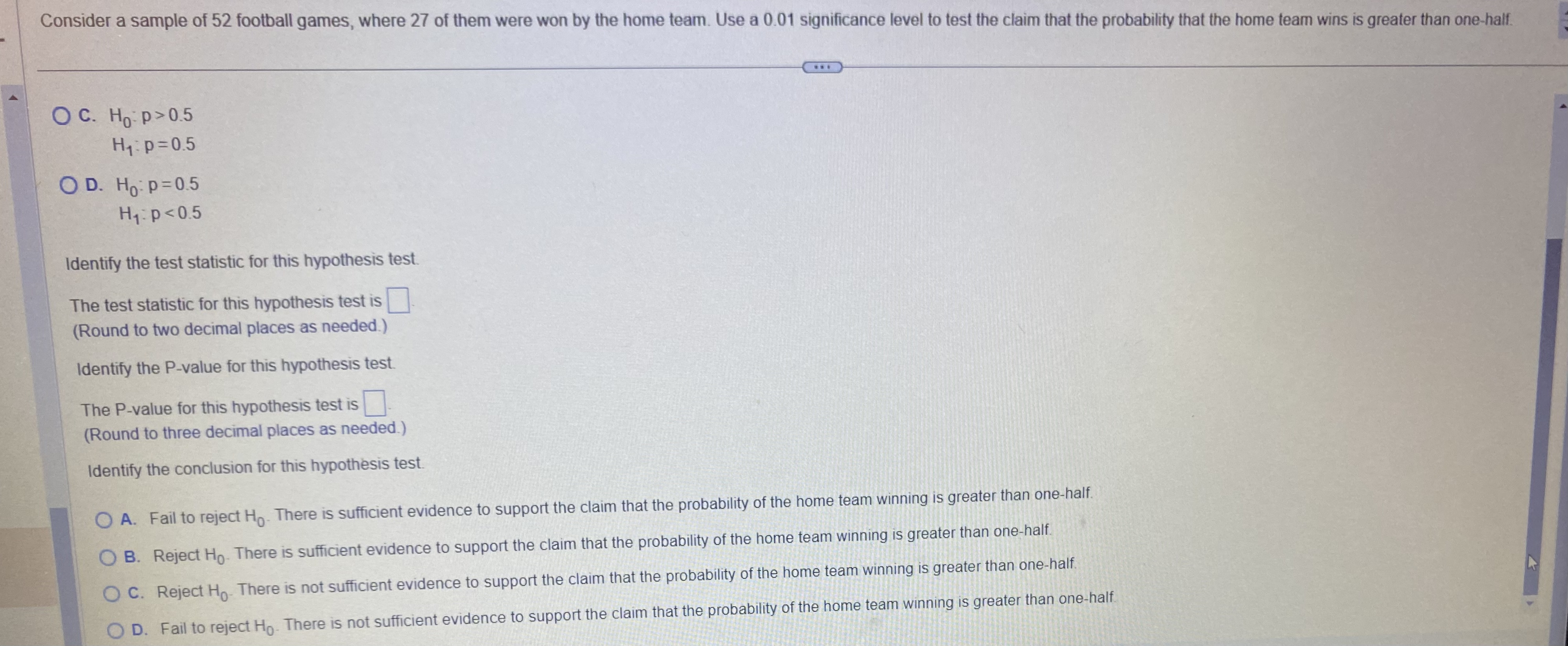 chart interactive to answer the following question. In conducting a hypothesis test