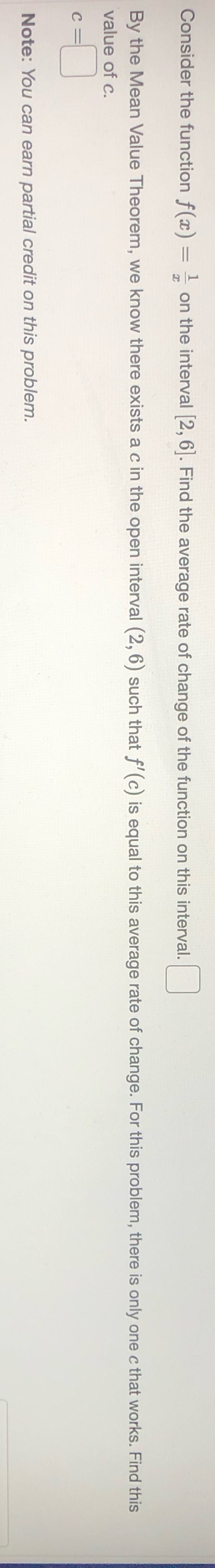  Consider the function f(a) = 1 on the interval [2, 6].