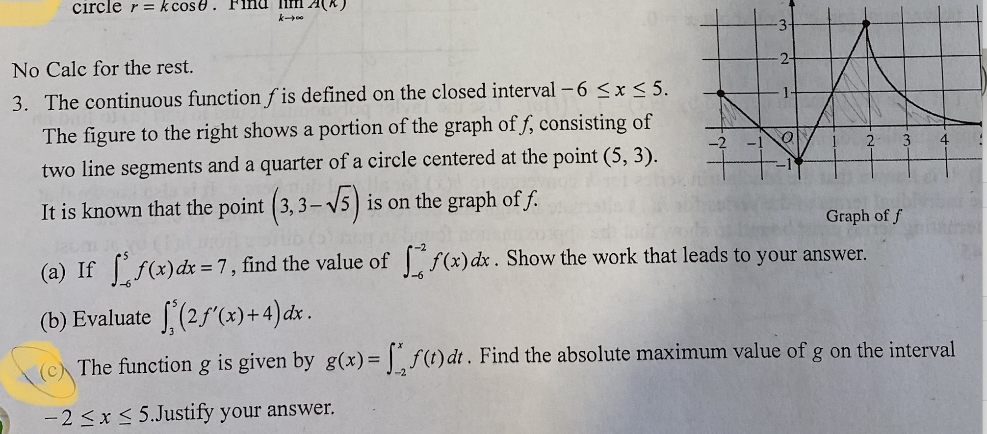 Please solve and explain the solution for c) only circle r =