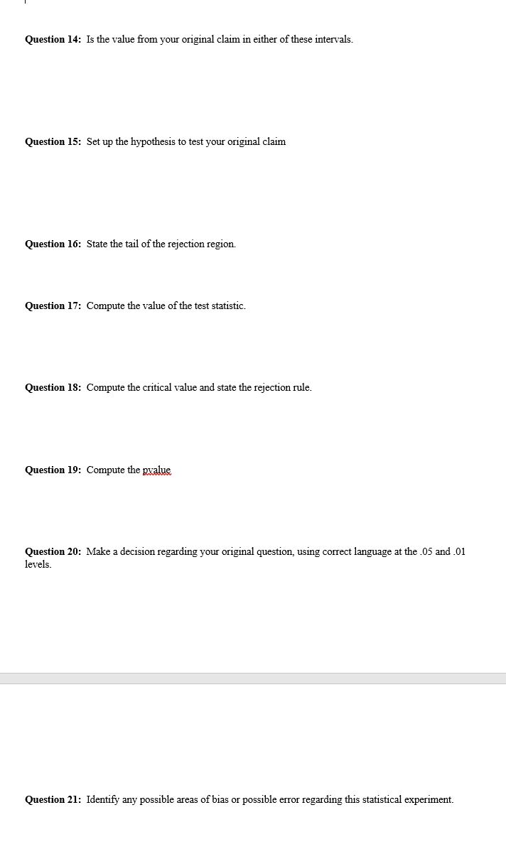 such as mean; proportion, correlation, or standard deyiation Example of a project