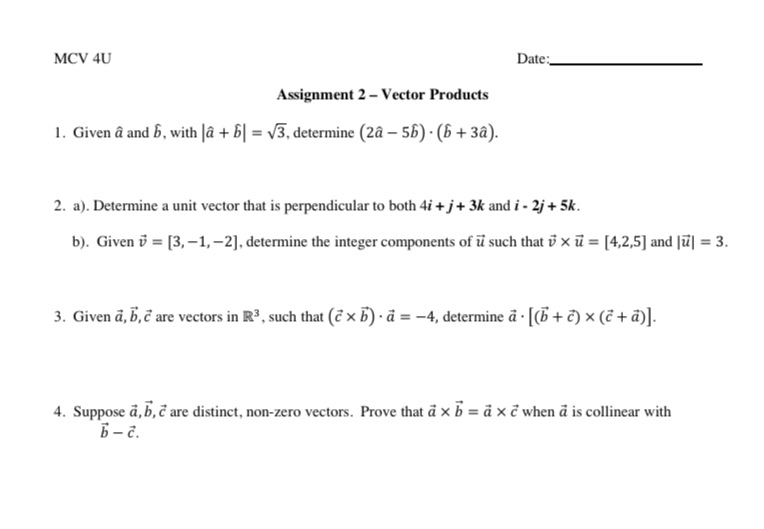 Grade 12 high school solutions please MCV 4U Date: Assignment 2 -