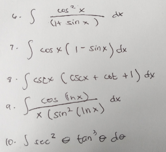 integrate the following. show complete solution. 4 - cos (it sin x