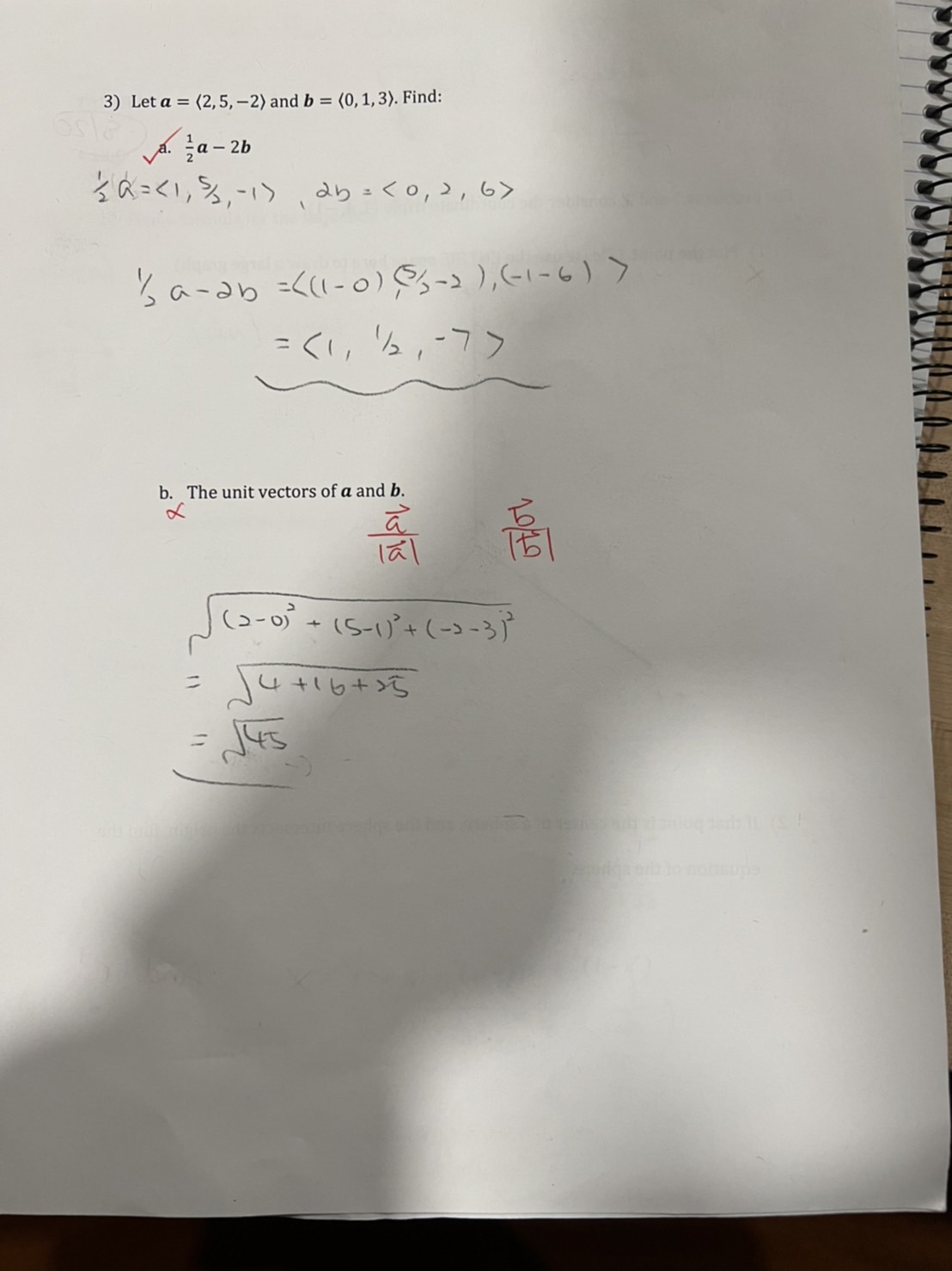 vectors of a and b. of a TEL ( 2 - 0)