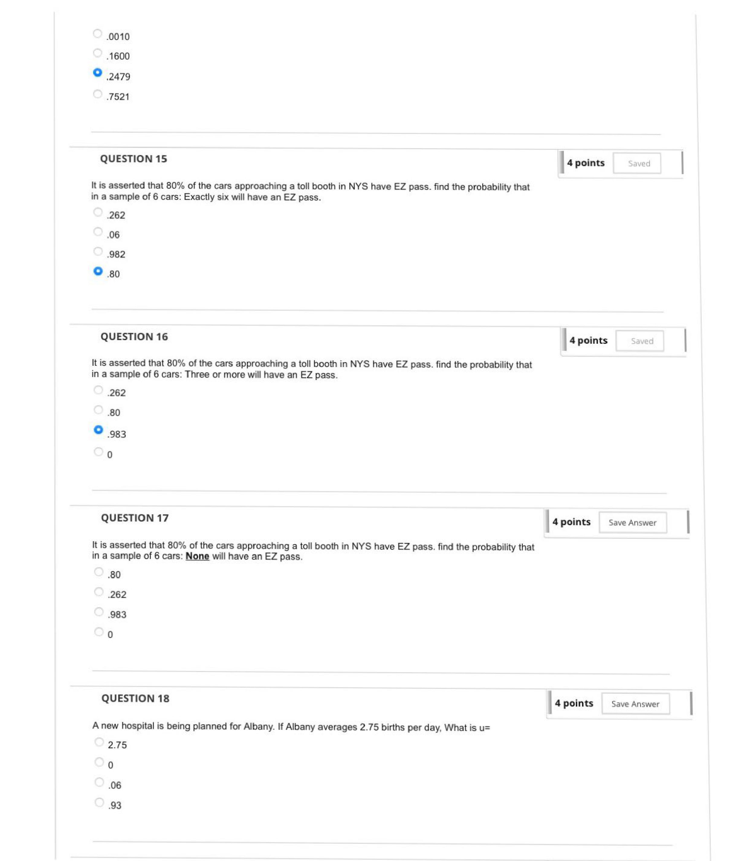 O 128 30QUESTION 3 4 points Saved 20 calculators were shipped to