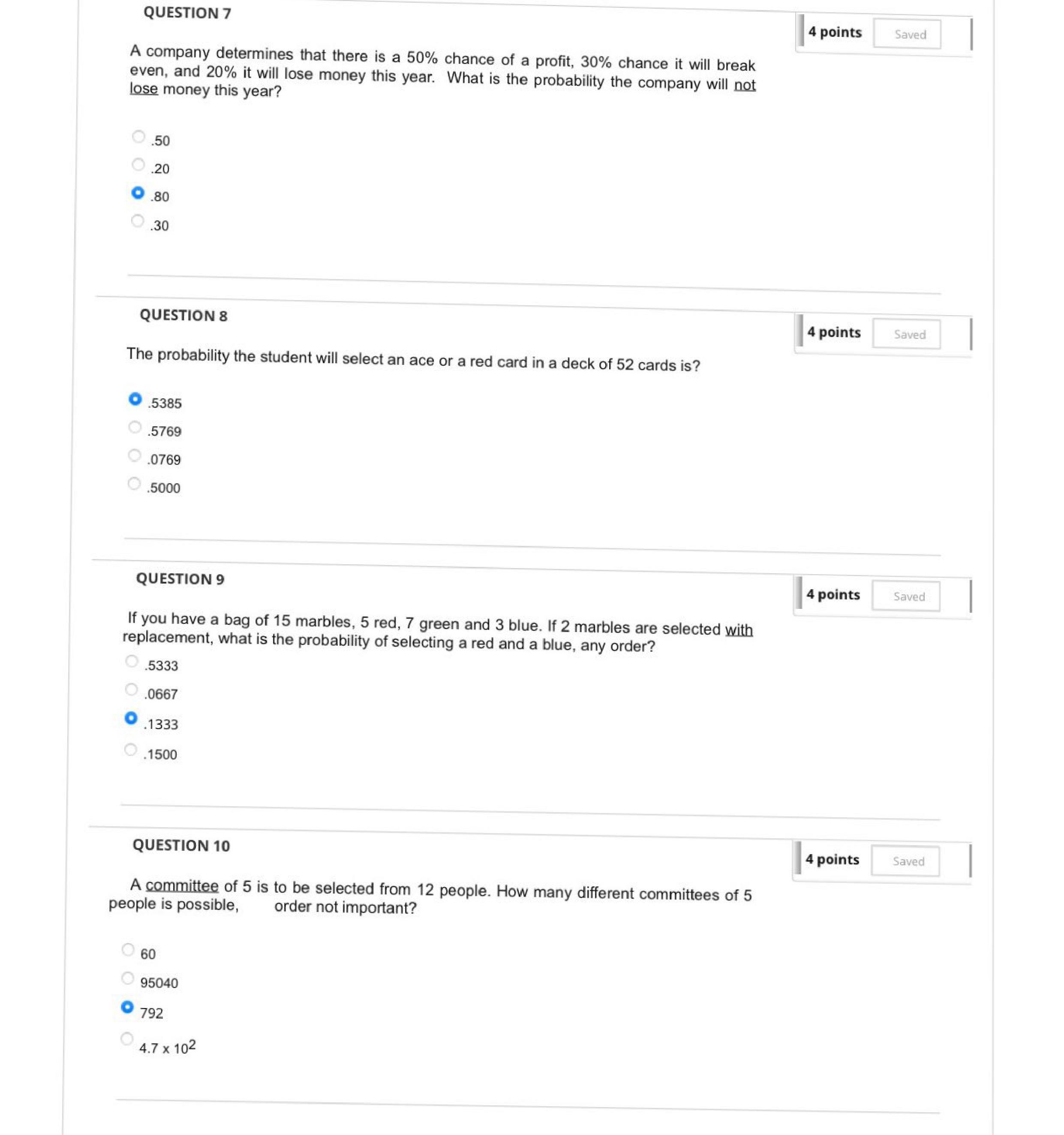 75 O 25 QUESTION 5 4 points Saved 20 calculators were shipped