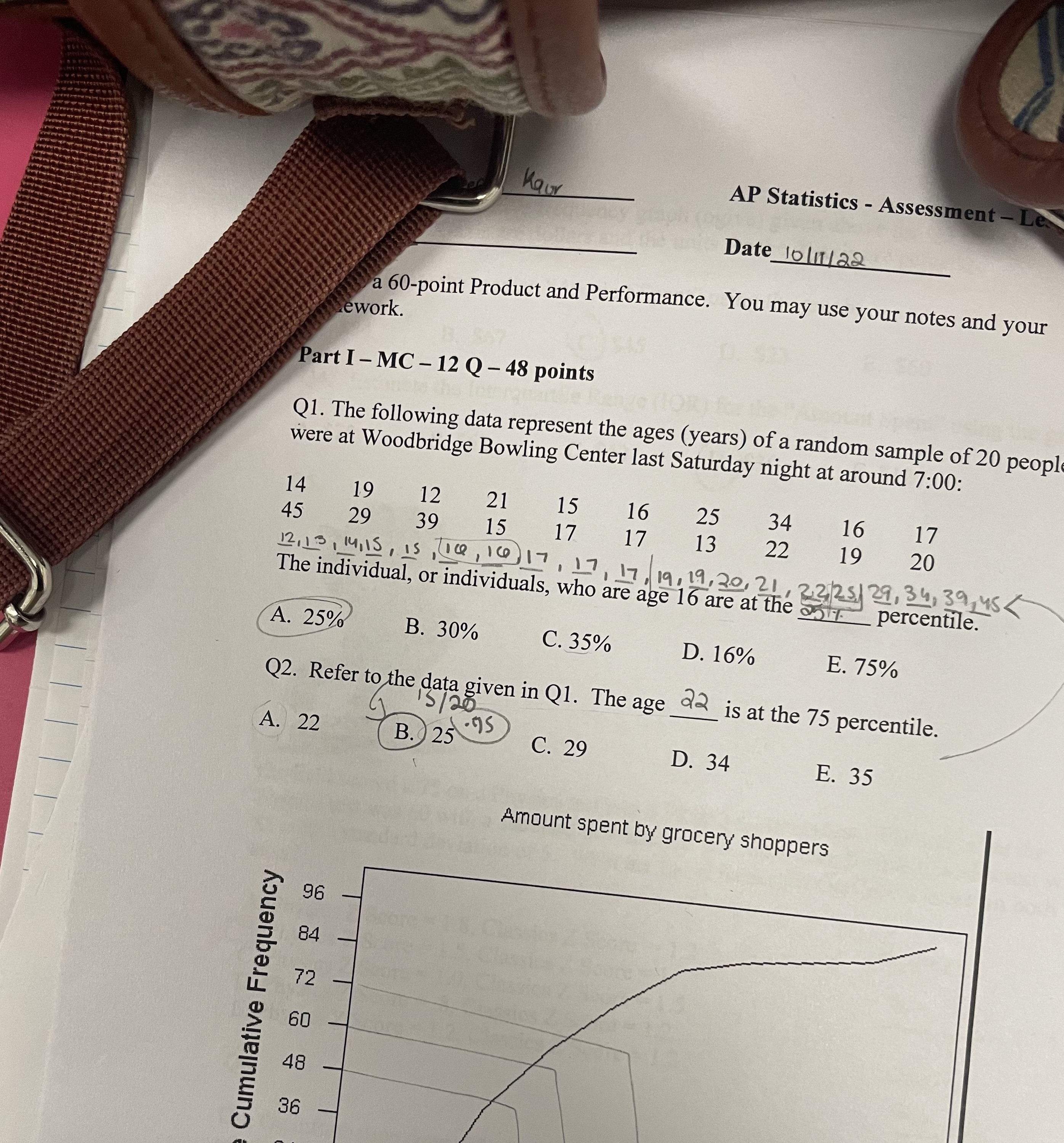 Help kaur AP Statistics - Assessment - Le Date 10/11/ 22 a