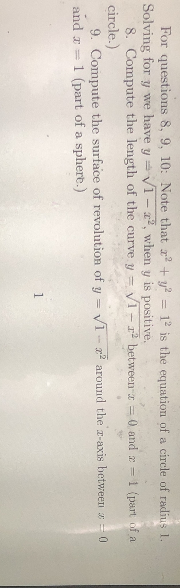  For questions 8, 9, 10: Note that a + y =