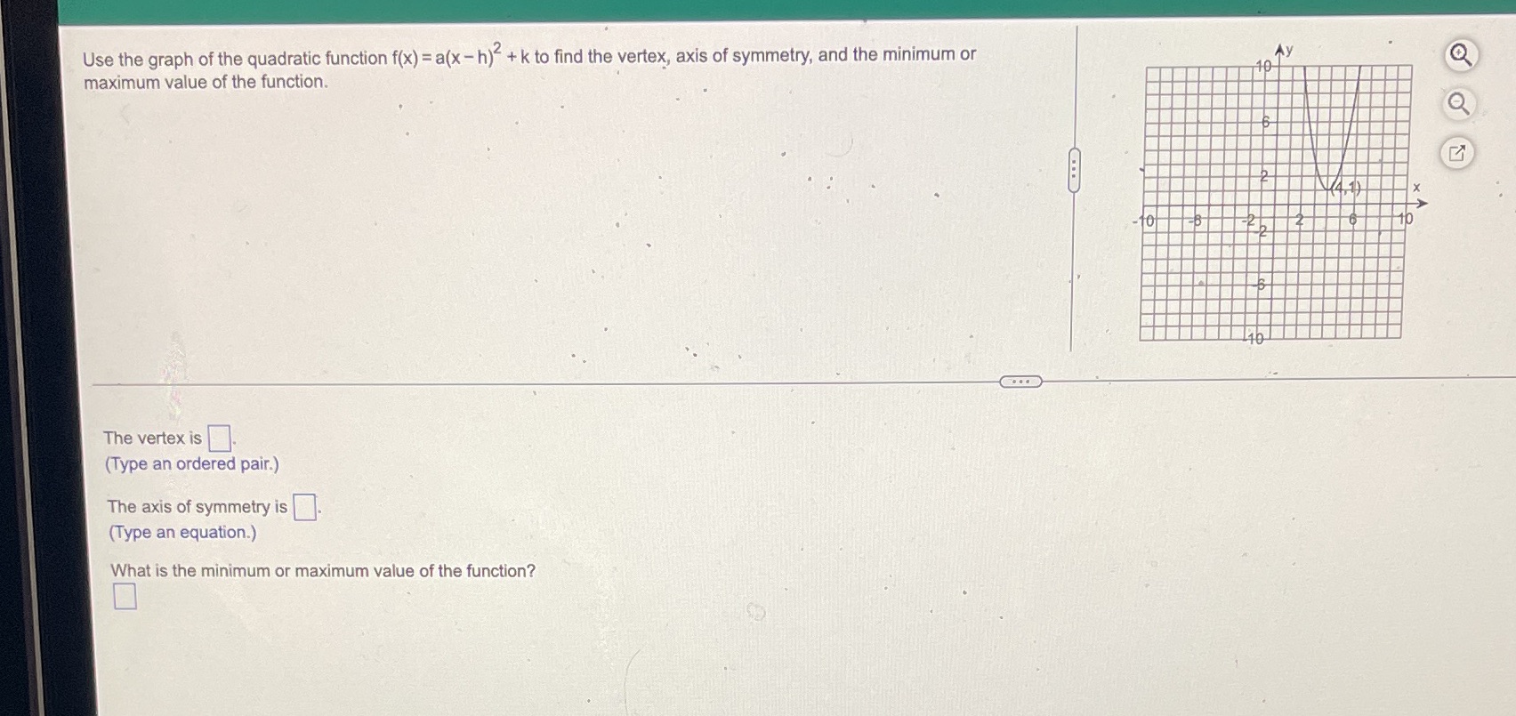  Use the graph of the quadratic function f(x) = a(x -