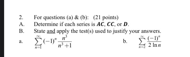 Please her 2. For questions (a) & (b): (21 points) A. Determine