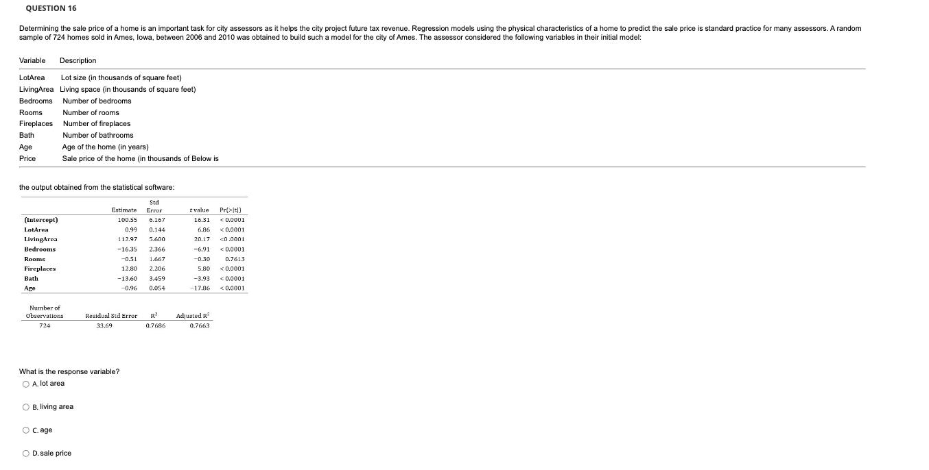 of Ames. The assessor considered the following variables in their initial model: