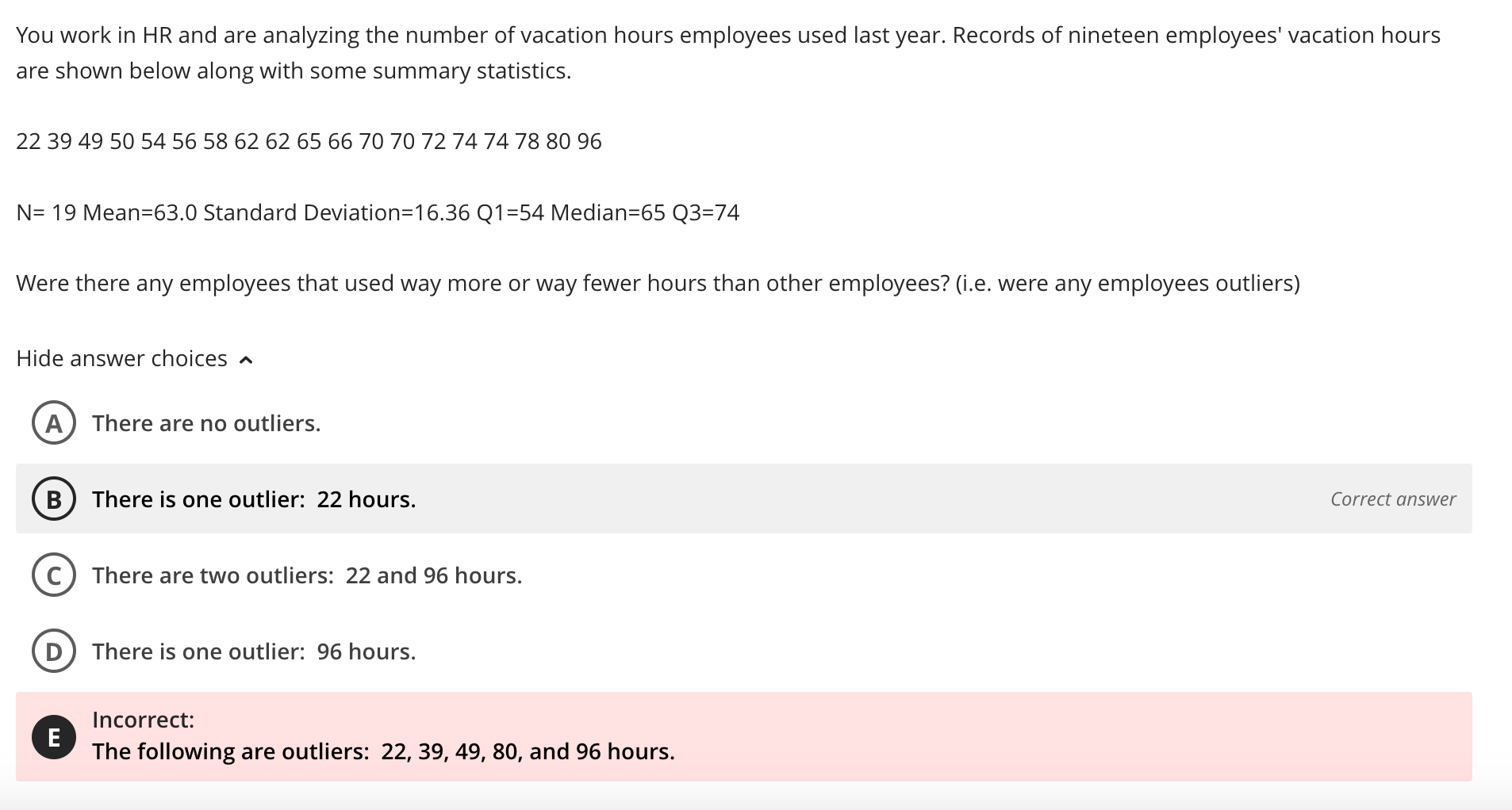 the last 60 months? Hide answer choices A Incorrect: stacked bar graph