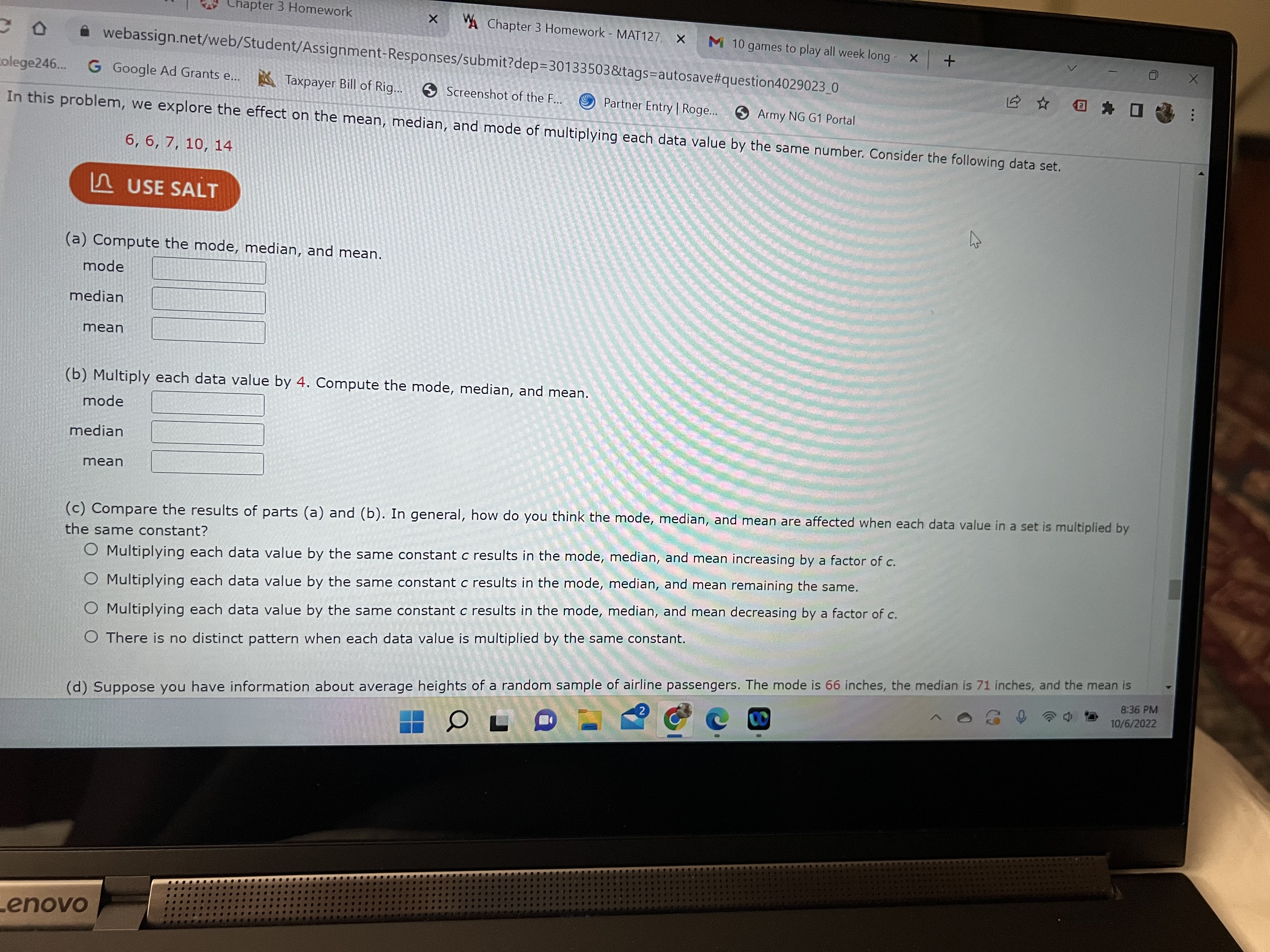 Need Help? Read It MY NOTES 1. [-/5 Points] DETAILS BBBASICSTAT8 3.2.011.S.