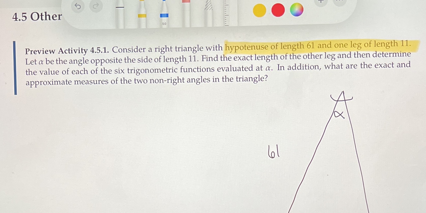 4.5 Other ... 50 Preview Activity 4.5.1. Consider a right triangle