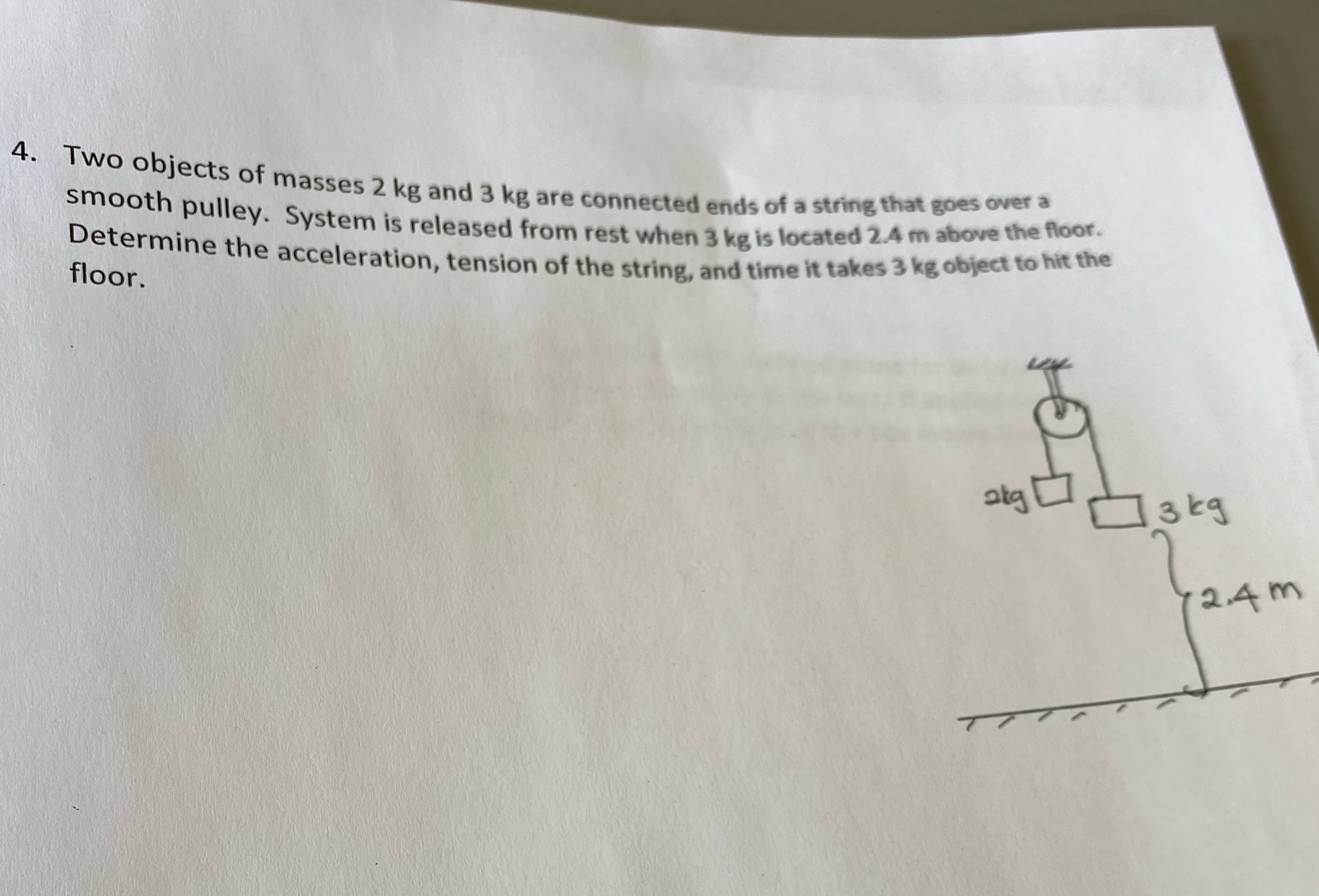 Please help stuck for homework 4. Two objects of masses 2 kg