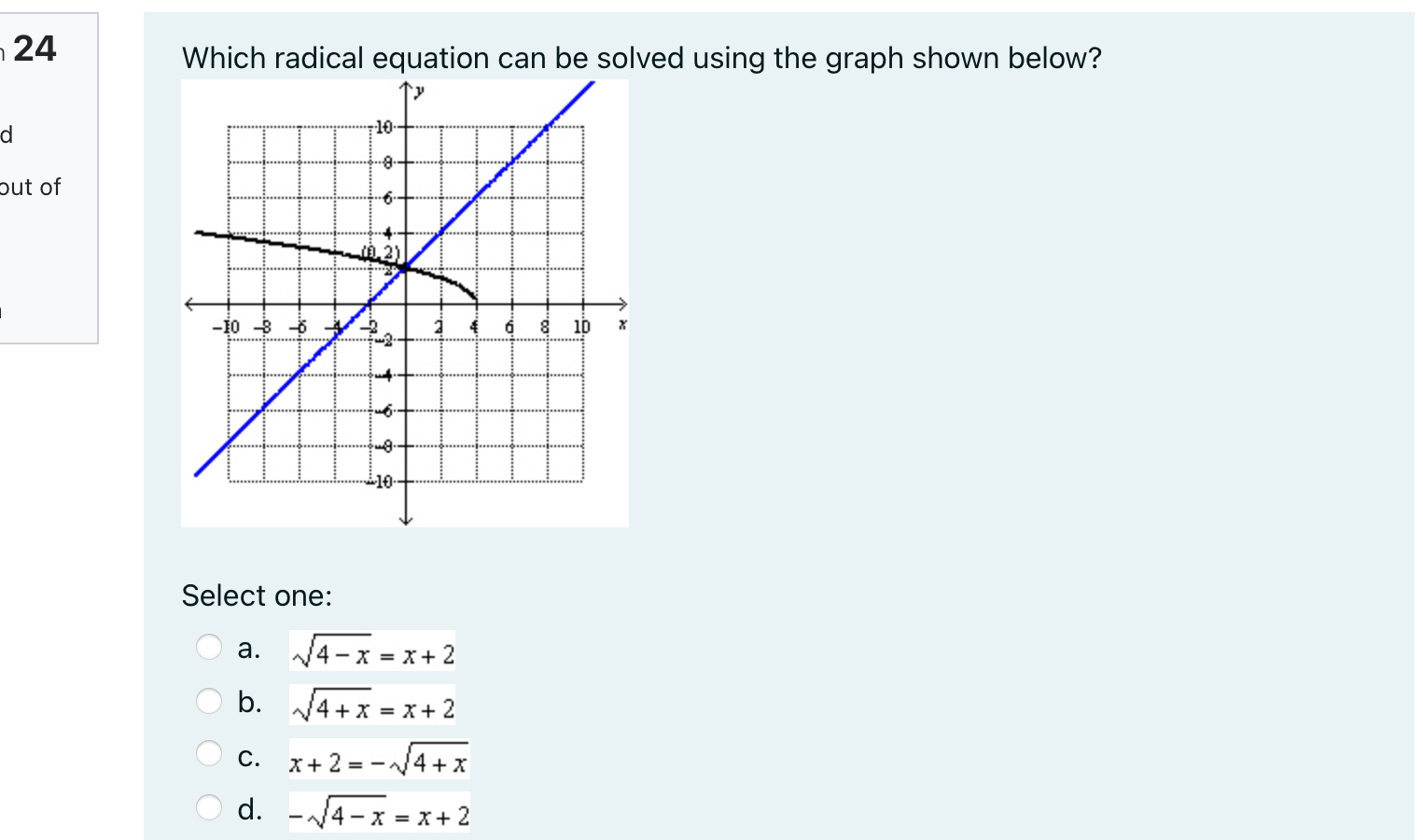 below? out of (1 2) 8 10 Select one: O a. ~4-x