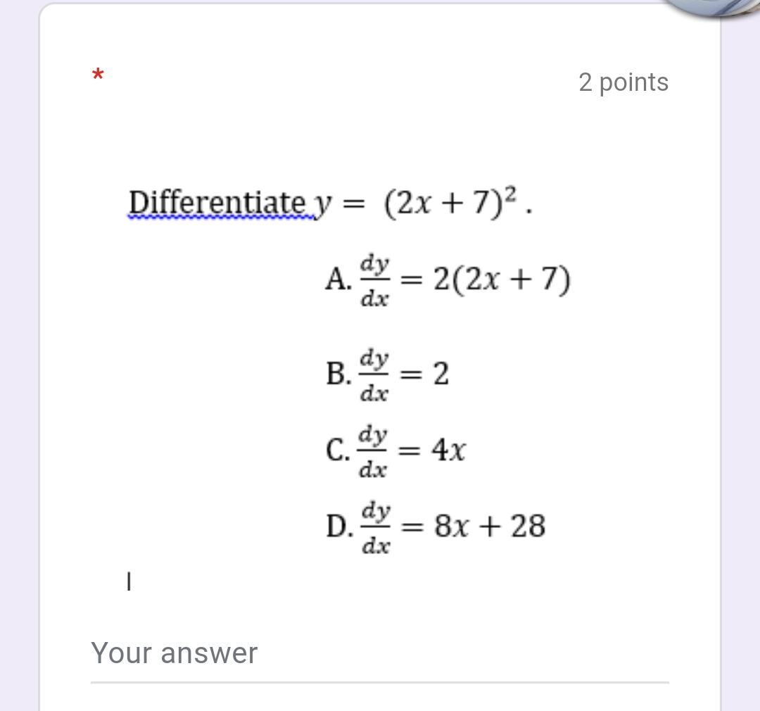(x). A. f' (x) = sin(x) + cos(x) B. f'(x) = sin(x)