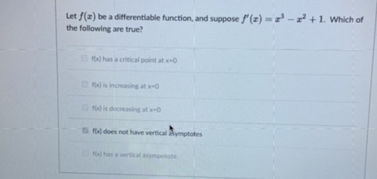  Let f(x) be a differentiable function, and suppose f' (r) =