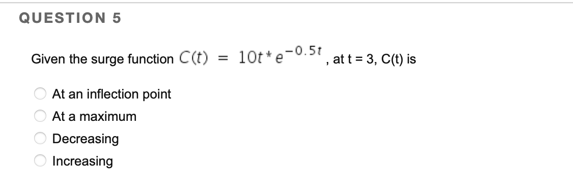, at t = 3, C(t) is At an inection point At