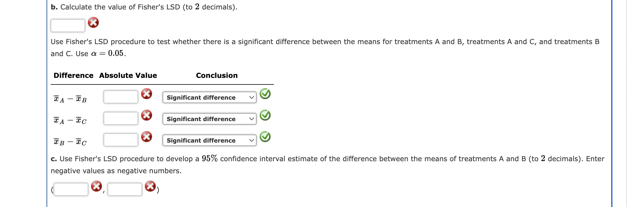 of significance, can we reject the null hypothesis that the means of