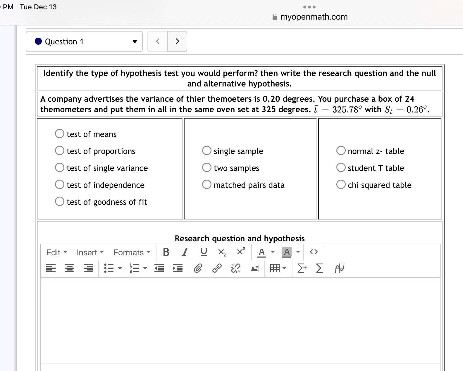  PM Tue Dec 13 . . . myopenmath.com Question 1 Identify